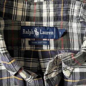 Ralph Lauren 100% cotton plaid button down shirt L